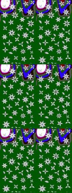 Küçük çiçekteki sevimli çiçek deseni. Yeşil renkte çiçekler.