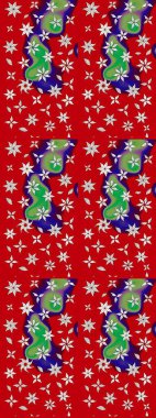 Kabile sanatı boho baskısı, klasik çiçek arkaplanı. Arkaplan dokusu, duvar kağıdı, kırmızı renkli çiçek teması. Soyut etnik raster çizim kalıbı.