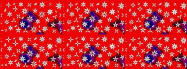 Soyut etnik raster çizim kalıbı. Kabile sanatı boho baskısı, klasik çiçek arkaplanı. Arkaplan dokusu, duvar kağıdı, kırmızı renkli çiçek teması.