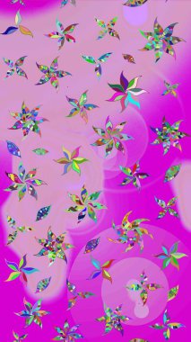 Renkli Yaz Temalı eskiz kalıbı. Düz Çiçek Elementleri Tasarımı. Modaya uygun kumaş deseni. Sevimli çiçek raster deseni.