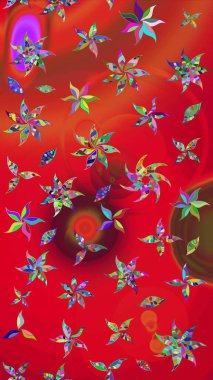 Kırmızı ve turuncu renkli çiçekler. Küçük çiçekte sevimli çiçek deseni var..