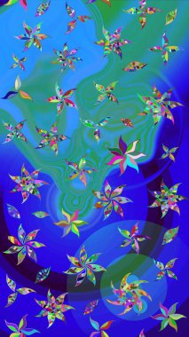 Çiçek deseni. Raster illüstrasyonu. Şatafatlı bahar bahçesi dokusu. Çiçek çizimi arkaplanı.