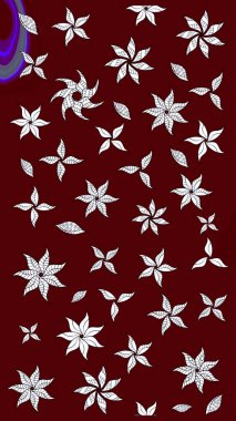 Tropik çiçek desenleri. Raster illüstrasyonu. Kırmızı ve nötr renkte çiçekler.