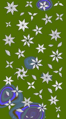 Modern yeşillik ve nötr raster arka plan duvar kağıdı çizimleri, klasik çizgili desenli desenli çiçekler, çiçekli süsler. Çiçekli el çizimi çizimi deseni.