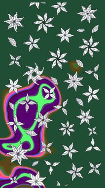 Gömlek, arka plan modelini çiz. Yeşil ve nötr renklerde çiçekler. Tropik çiçekler.