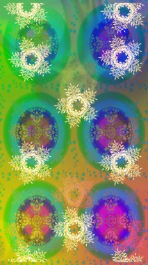 Folk Style. Mandalas 'ın dekoratif dokusu. Stilize Çiçekler. Kumaş veya Duvar Kağıdı Tasarımı. Lace Snowflakes 'in etnik kökü. Tekstil için Lacy Fashion Print. Raster illüstrasyonu.