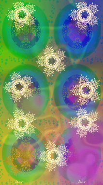 Raster illüstrasyonu. Kar Tanesi Simgesi. Kar tanesi yeşil, mavi ve nötr renklerde izole edilmiş. Raster illüstrasyonu.