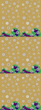 Raster Çiçek İllüstrasyonu güzel tekstil. Sarı renkli etnik çiçeklerle zarif eskiz deseni.