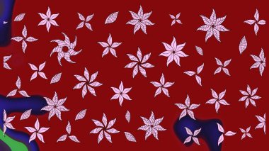 Yaz çiçekleri teması. Klasik çiçekler. El çizimi, soyut ve süslü elementler. Suluboya resim taklit Raster çizimi. Kırmızı renkler.