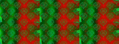 Yeşil, kırmızı ve kahverengi renklerde bahar çiçekleri. Raster çiçekleri klasik tarzda çizilmiş. Raster illüstrasyonu. Çiçekli, pürüzsüz desen.