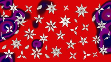 Kırmızı renkte çiçekler. Kumaş desenli papatya çiçekleri ayrıntıları.