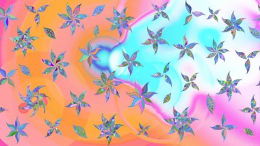 Tarafsız ve turuncu renklerde. Raster illüstrasyonu. Çiçek buketleriyle klasik tarzda eskiz deseni.