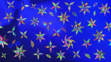 Çiçek desenli eskiz. Mavi ve yeşil renkli çiçekler. Tişört baskısı için çiçek boyama rasteriName.