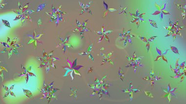 Raster illüstrasyonu. Gri ve bej renkli güzel bir tekstil. Suluboya çiçekli çiçek deseni.