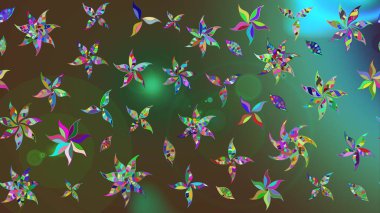 Renkli desenli eskiz deseni, yeşil ve kahverengi çiçekler ve dekoratif elementler. Eskiz geçmişi. Kumaş, tekstil, duvar kağıdı baskısı için. Raster illüstrasyonu. Antika retro tarzı.