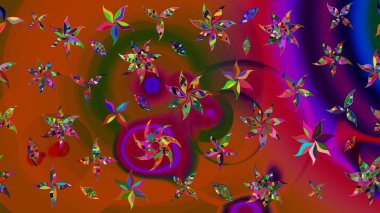 Kahverengi ve kırmızı renkte çiçekler. Çiçekli eskiz deseni. Suluboya çizimi. El çizimi.