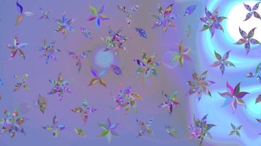 Raster deseni. Bahar çiçekleri dallı desen, mor ve mavi renkler çiçekli siluet.