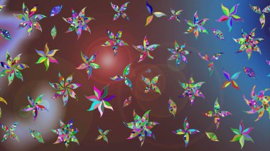 Raster illüstrasyonu. Çiçekli güzel suluboya desen. Kahverengi ve mavi renklerde.