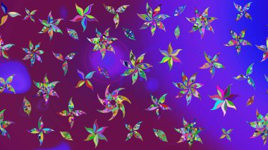 Düz Çiçek Elementleri Tasarımı. Çiçek deseni. Chichi 'nin kumaş kalıbını çiz. Raster illüstrasyonu. Renkli Bahar Teması çizim şablonu.