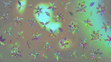 Suluboya elle çizilmiş çiçek desenli eskiz deseni. Parlak renkli fantezi çiçekleri, yapraklar, gri ve bej renkli tomurcuklar, gri ve bej renkler.