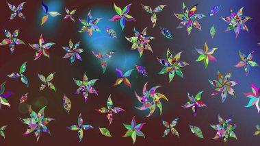 Suluboya çiçekli çiçek deseni. Kahverengi ve mor renkli güzel bir tekstil. Raster illüstrasyonu.