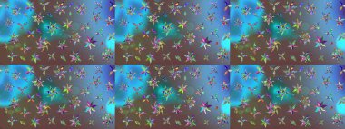 Mavi renkte güzel bir tekstil. Raster illüstrasyonu. Suluboya çiçekli çiçek deseni.