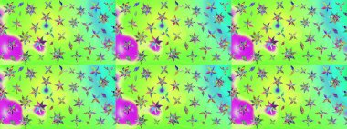 Çiçek çelengi. Kıvırcık, parlak örgü. Güzel, parlak, pürüzsüz kumaş, tuval. Desen, çizim, çiçek sınırı. Eski moda arka plan. Raster illüstrasyonu.