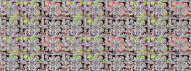 Tarafsız renklerde parlak çiçekli halı ile kusursuz desen.