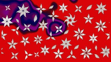 Raster illüstrasyonu. Klasik çiçek tasarımı elementleri. Kırmızı ve nötr kıvırcık çiçekler kırmızı ve nötr renklerde şekillenir.