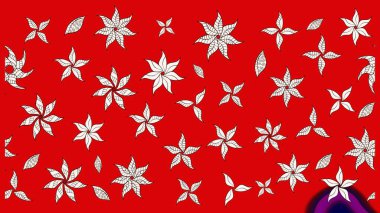 Raster illüstrasyonu. Düz Çiçek Elementleri Tasarımı. Renkli Bahar Teması eskiz kalıbı. Asya tekstil tarzında. Çiçek desenli çizim. Güzel kumaş deseni.