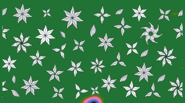 Asya tekstil tarzında. Raster illüstrasyonu. Yeşil ve nötr renklerde çiçekler. Raster illüstrasyonu. Çiçek desenini çiz.