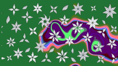 Düz Çiçek Elementleri Tasarımı. Renkli Bahar Teması eskiz kalıbı. Chichi 'nin kumaş kalıbını çiz. Çiçek deseni. Raster illüstrasyonu.