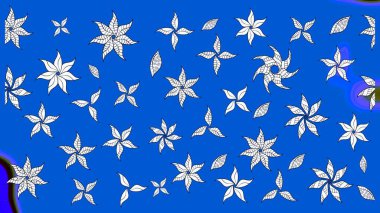 Raster illüstrasyonu. Mavi ve nötr renklerde. Güzel kumaş deseni. Raster illüstrasyonunda çiçek deseni çizimi.