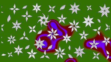 Raster illüstrasyonu. Çizim kalıbı. Hint süsü. Çiçek duvar kağıdı. Renkli süs kenarı. Yeşil ve nötr renklerde.