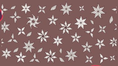 Dallı bahar çiçekleriyle desen, kahverengi ve nötr renkler ve çiçek silueti. Raster deseni.