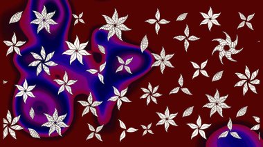 Raster illüstrasyonu. Kırmızı ve kahverengi renklerde. 3D çiçekler, çizim.