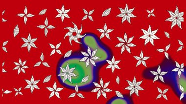 Raster illüstrasyonundaki çiçek desenli çizim. Suluboya tarzında kırmızı ve nötr renkte çiçekler.