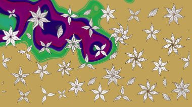 Çiçek tasarımı için inanılmaz bir kolaj cenneti tarzı. Parlak çiçekli kolaj çiçekleri sarı ve nötr. Çiçekli zambaklar eskiz arka planı.