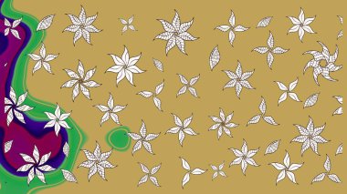 Düz Çiçek Elementleri Tasarımı. Sevimli çiçek raster deseni. Renkli Bahar Teması eskiz kalıbı. Sarı ve nötr renkte çiçekler.