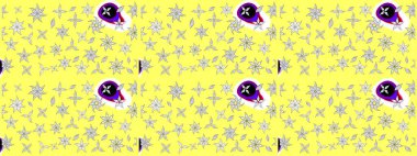 Düz Çiçek Elementleri Tasarımı. Çiçekli eskiz çizimi. Renkli Yaz Temalı eskiz kalıbı. Sarı ve beyaz renkte çiçekler.