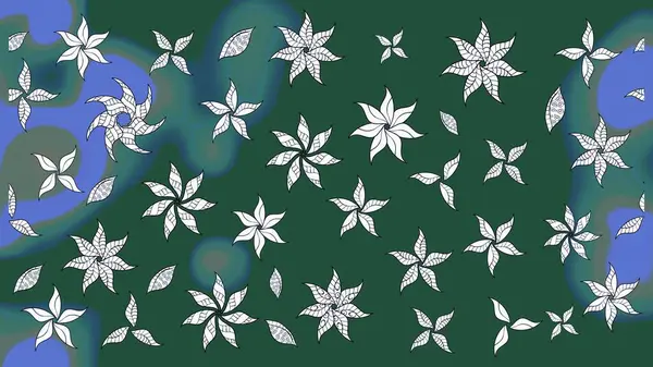 Renkli Bahar Teması eskiz kalıbı. Güzel çiçek deseni. Düz Çiçek Elementleri Tasarımı. Yeşil renkte çiçekler.