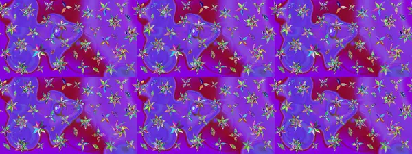 Tekstil tasarımı için menekşe renkli geleneksel halk çiçekleri buketi. Üzerinde gelincikler ve vadi zambakları olan renkli çiçek desenli nakış..