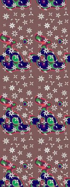 Raster illüstrasyonundaki çiçek desenli çizim. Kahverengi renkte çiçekler.