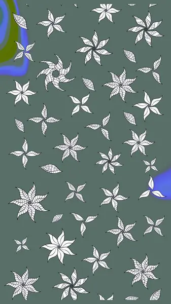 Tarafsız ve gri renklerde çiçekler. Raster illüstrasyonundaki çiçek desenli çizim. Renkli Yaz Temalı eskiz kalıbı. Düz Çiçek Elementleri Tasarımı.