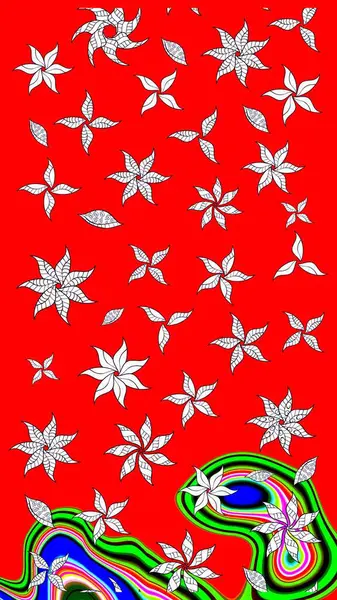 Tatil havası. Kırmızı ve nötr renklerde çiçekler. Nazik romantik baskı. Raster güzel bir çiçek deseni çizmiş. Bahar mevsimi.