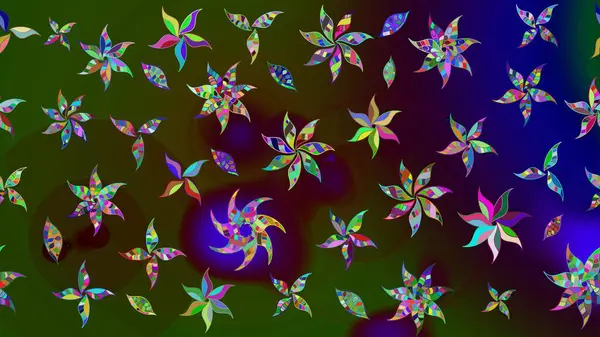 Sketch Colour Spring Theme eskiz kalıbı. Kahverengi ve yeşil renkli çiçekler. Sevimli çiçek raster deseni. Düz Çiçek Elementleri Tasarımı.