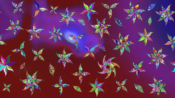 Renkli Bahar Teması eskiz kalıbı. Düz Çiçek Elementleri Tasarımı. Süslü kumaş deseni. Raster illüstrasyonunda çiçek deseni çizimi.