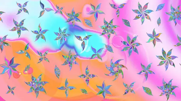 El çizimi Raster çizimi. Çizim çiçek deseni duvar kağıdı, web sitesi arka planı, ambalaj kağıdı, davetiye, broşür, afiş veya web sitesi için kullanılabilir. Parlak elementlerin.