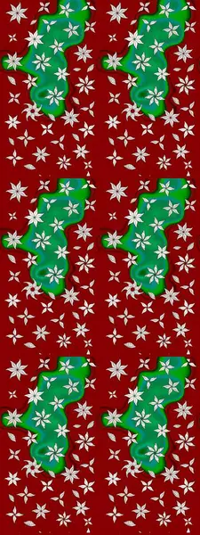 Raster illüstrasyonu. Kibar, bahar çiçekleri kırmızı ve yeşil renklerde. Yaprak ve çiçeklerin suluboya resmi, kırmızı ve yeşil renkler üzerine çizim şekli.