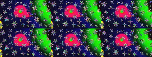 Raster illüstrasyonu. Gri renkte yaz çiçekleri. Küçük çiçekteki sevimli çiçek deseni. Raster deseni.